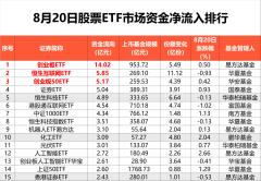 8月20日股票ETF市场资金净流出近40亿元